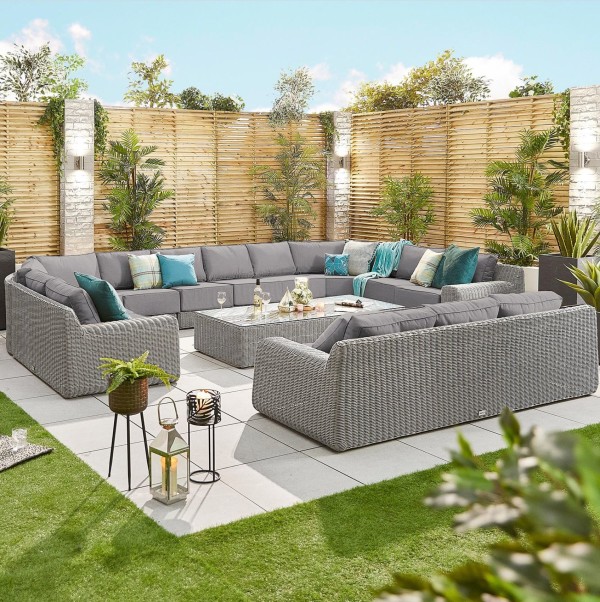 Luxor 8B Rattan Corner Sofa Set - White Wash