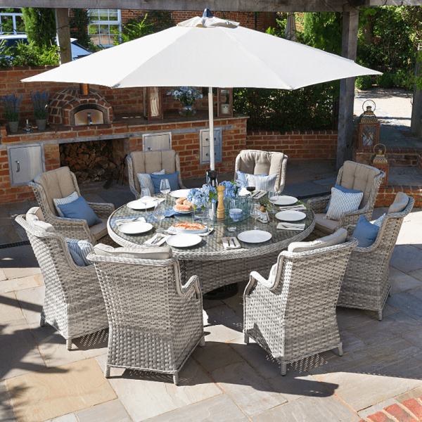 Nova Oyster 8 Seat Dining Set 1 8m Round Table Garden Furniture Sets Es London Nova Oyster 8 Seat Dining Set 1 8m, Home And Garden Furniture