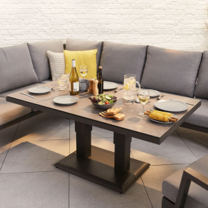 Nova - Vogue Aluminium Casual Dining Corner Sofa Set with Rising Table, Armchair & Bench