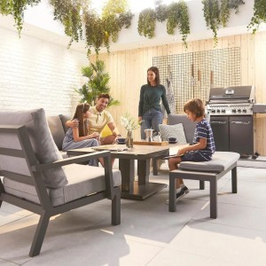 Nova - Vogue Aluminium Casual Dining 3 Seater Sofa Set with Rising Table & Bench