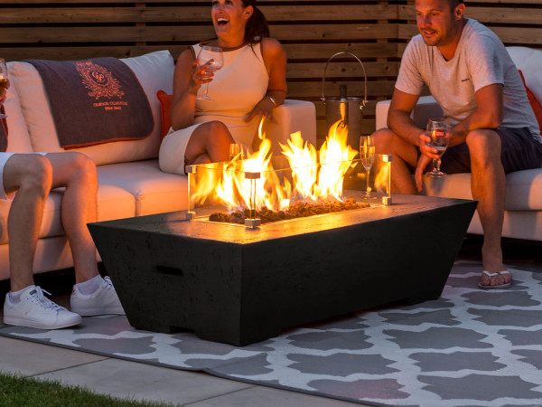 Rectangular fire pit coffee table