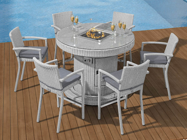 Nova Heritage Henley 6 Seat Round Bar, Fire Pit Table And Chairs