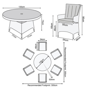 Nova - Mixed Grey Sienna 6 Seat Dining Set - 1.3m Round Table