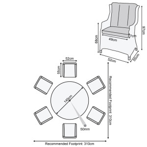 Nova - Oyster 6 Seat Dining Set - 1.4m Round Table