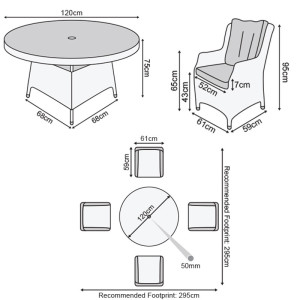 Nova - Heritage White Wash Thalia 4 Seat Dining Set - 1.2m Round Table