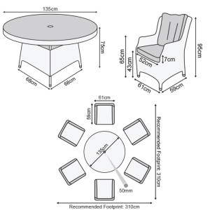 Nova - Heritage White Wash Thalia 6 Seat Dining Set - 1.35m Round Table