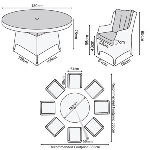 Nova - Heritage White Wash Thalia 8 Seat Dining Set - 1.8m Round Table